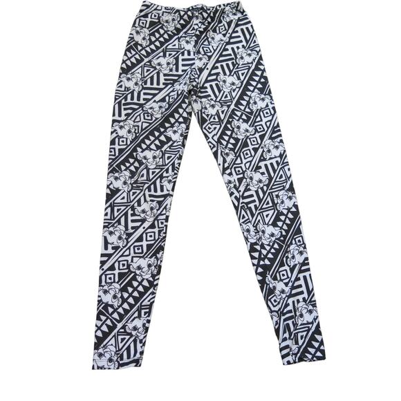 DISNEY LION KING Simba Girls Leggings Size S 6/7** Black White Casual School - Picture 1 of 7